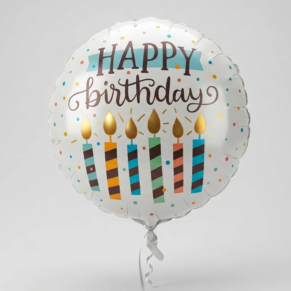 Colorful 18-inch round Happy Birthday Cake foil balloon with sparkling cake design for birthday celebrations and parties in UAE