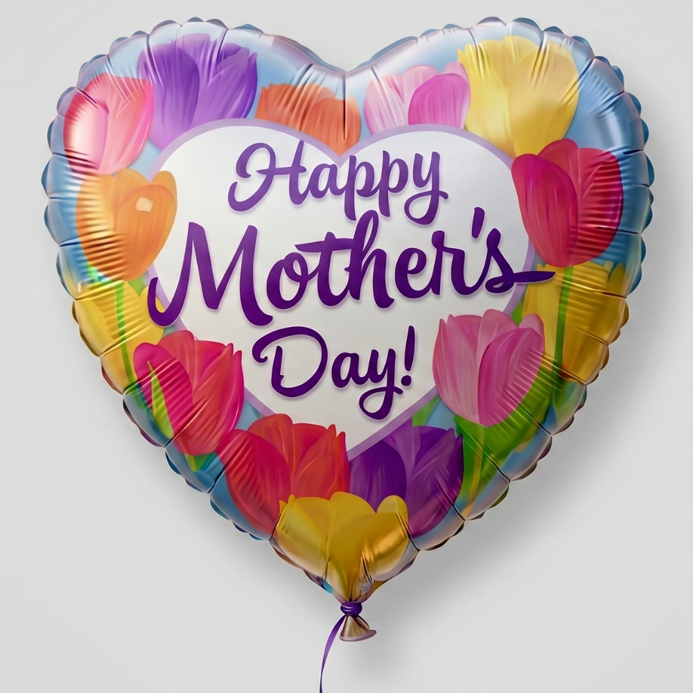 Happy Mother's Day multi-color helium-filled 18-inch foil balloon for Mother's Day gifts, flower bouquets, cakes, and celebrations