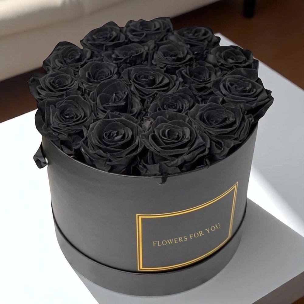 21 Black Rose Box Arrangement