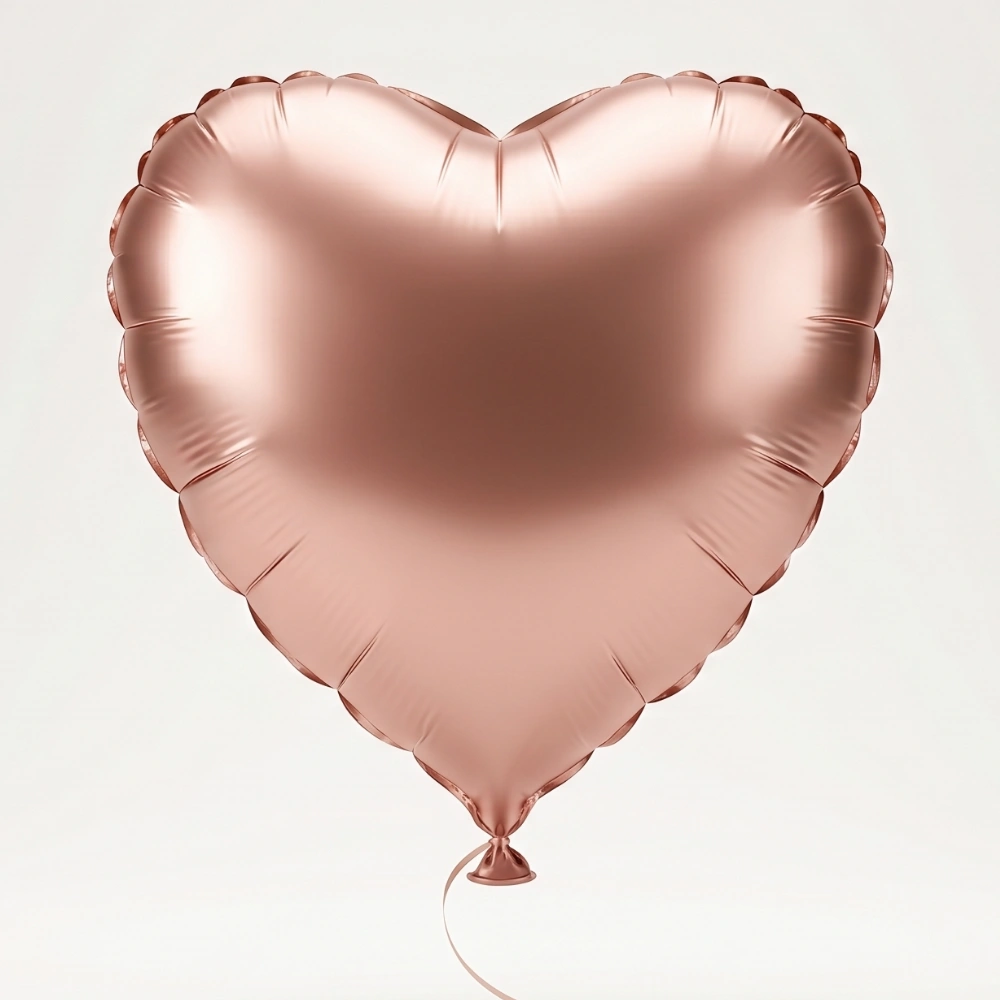 Rose gold heart-shaped 18-inch foil balloon for romantic celebrations, anniversaries, birthdays, and special surprise decorations